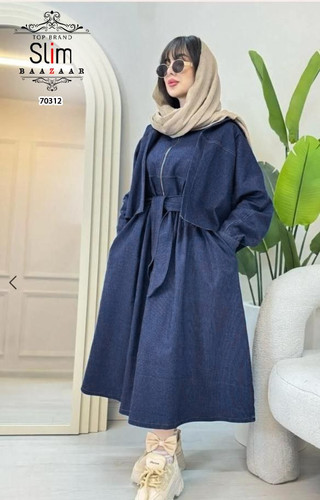 دو تیکه کت و سارافون جین کاغذی سایز ۳۸ تا ۴۴