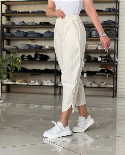 شلوار مام دمپا هلالی لینن