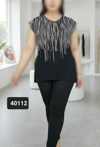 تاپ آستین سرخود چاپ و نگین سایز ۴۲ تا ۴۸